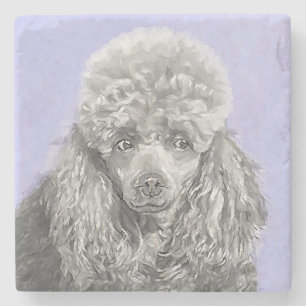 Poodle Miniature Speelgoed Silver Gray Blue Dog Ar Stenen Onderzetter