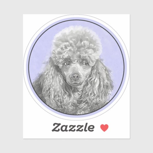 Poodle Miniature Speelgoed Silver Gray Blue Dog Ar Sticker (Vel)