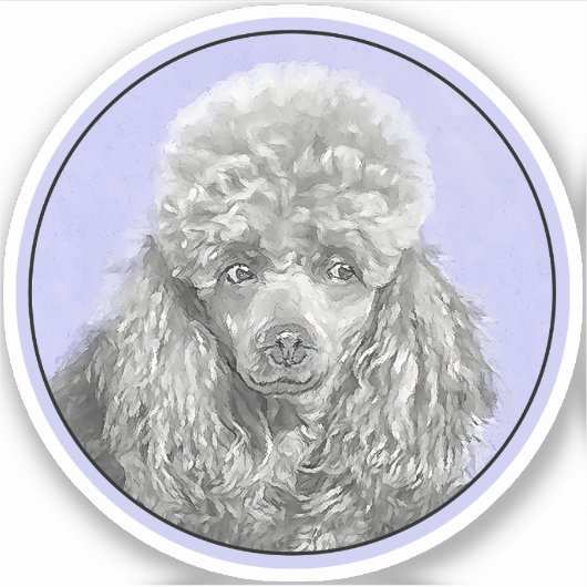 Poodle Miniature Speelgoed Silver Gray Blue Dog Ar Sticker (Voorkant)