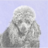 Poodle Miniature Speelgoed Silver Gray Blue Dog Ar Sticker (Voorkant)