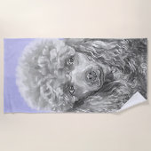 Poodle Miniature Speelgoed Silver Gray Blue Dog Ar Strandlaken (Voorkant)