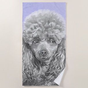 Poodle Miniature Speelgoed Silver Gray Blue Dog Ar Strandlaken