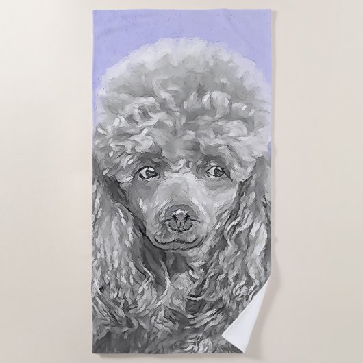 Poodle Miniature Speelgoed Silver Gray Blue Dog Ar Strandlaken (Voorkant)