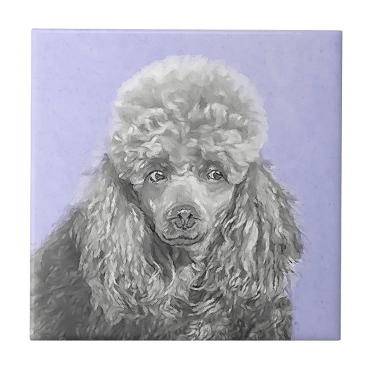 Poodle Miniature Speelgoed Silver Gray Blue Dog Ar Tegeltje (Voorkant)