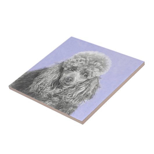 Poodle Miniature Speelgoed Silver Gray Blue Dog Ar Tegeltje (Zijkant)