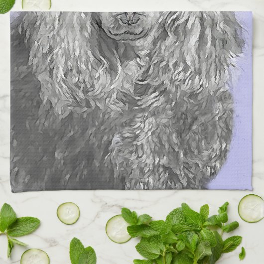 Poodle Miniature Speelgoed Silver Gray Blue Dog Ar Theedoek (Gevouwen)