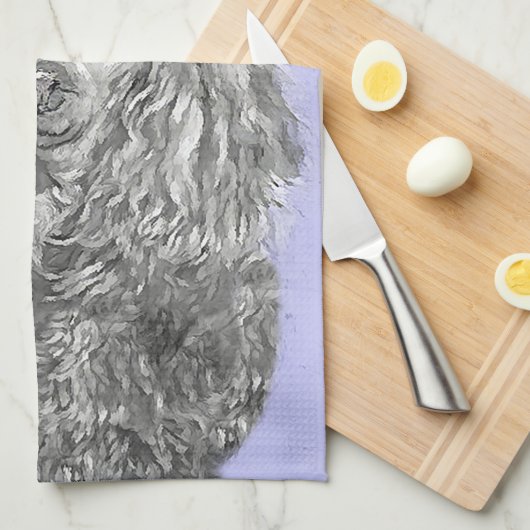 Poodle Miniature Speelgoed Silver Gray Blue Dog Ar Theedoek (Quarter Fold)