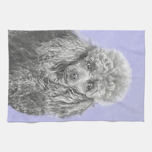 Poodle Miniature Speelgoed Silver Gray Blue Dog Ar Theedoek (Horizontaal)