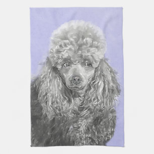 Poodle Miniature Speelgoed Silver Gray Blue Dog Ar Theedoek