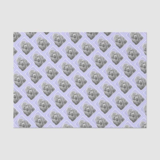 Poodle Miniature Speelgoed Silver Gray Blue Dog Ar Tissuepapier (Voorkant)