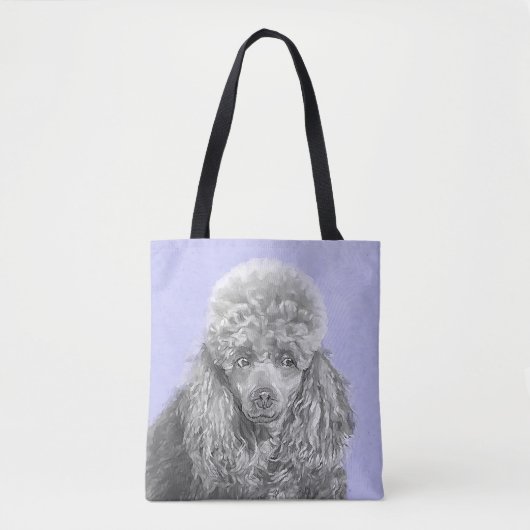 Poodle Miniature Speelgoed Silver Gray Blue Dog Ar Tote Bag (Voorkant)