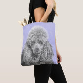 Poodle Miniature Speelgoed Silver Gray Blue Dog Ar Tote Bag (Dichtbij)