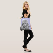 Poodle Miniature Speelgoed Silver Gray Blue Dog Ar Tote Bag (Op model)