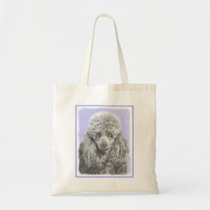 Poodle Miniature Speelgoed Silver Gray Blue Dog Ar Tote Bag