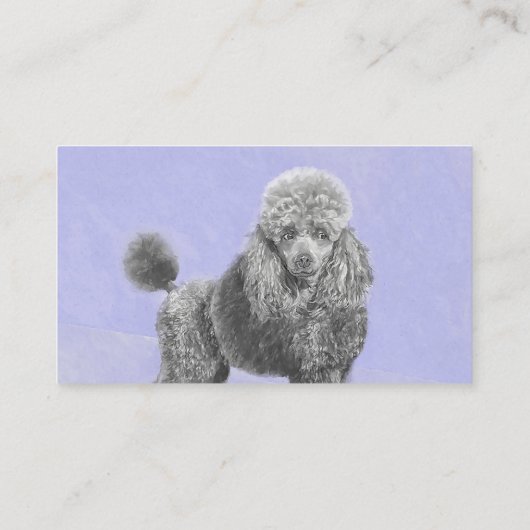 Poodle Miniature Speelgoed Silver Gray Blue Dog Ar Visitekaartje (Achterkant)