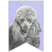 Poodle Miniature Speelgoed Silver Gray Blue Dog Ar Vlaggetjes (Tweede vlag)