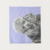 Poodle Miniature Speelgoed Silver Gray Blue Dog Ar Wandkleed (Voorkant)