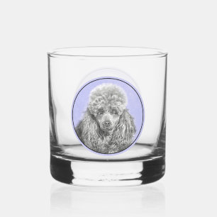 Poodle Miniature Speelgoed Silver Gray Blue Dog Ar Whisky Glas