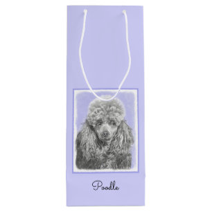 Poodle Miniature Speelgoed Silver Gray Blue Dog Ar Wijn Cadeautas