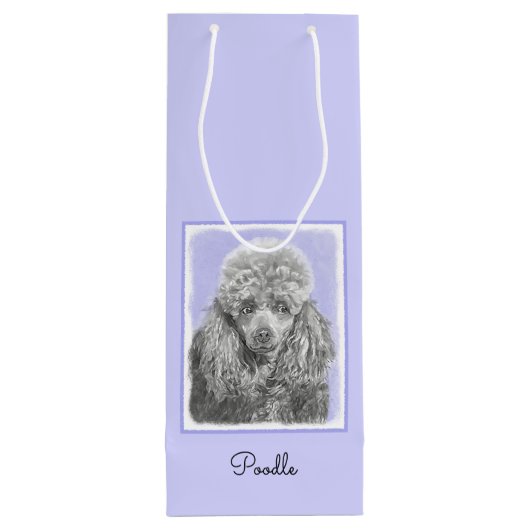 Poodle Miniature Speelgoed Silver Gray Blue Dog Ar Wijn Cadeautas (Achterkant)