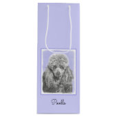 Poodle Miniature Speelgoed Silver Gray Blue Dog Ar Wijn Cadeautas (Voorkant)