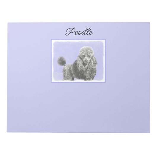 Poodle Miniature Speelgoed Silver Grey Dog Art Not Notitieblok (Voorkant)