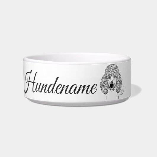 Poodle Minimalist Line Art personalized bowl Voerbakje (Voorkant)