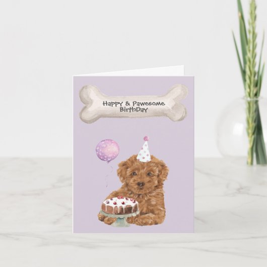 Poodle Mix Cavapoo Verjaardag Feestdagen Kaart (Voorkant)