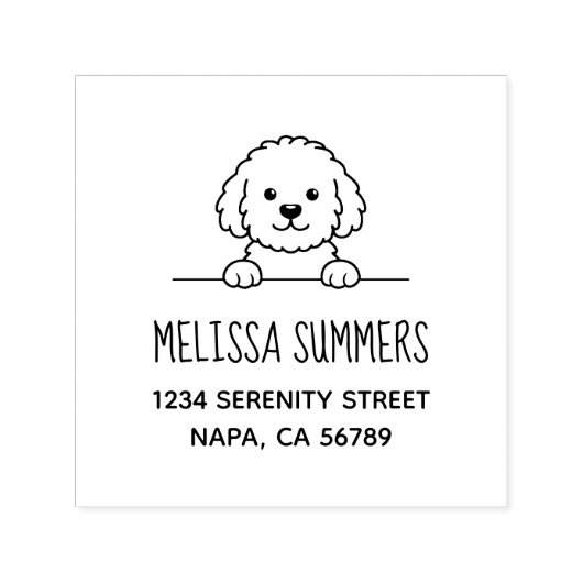 Poodle Mix Dog Doodle Pet Address Zelfinktende Stempel (Design)