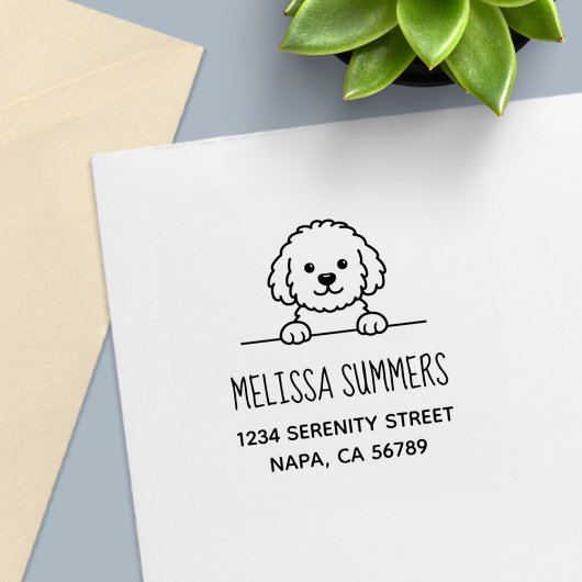 Poodle Mix Dog Doodle Pet Address Zelfinktende Stempel