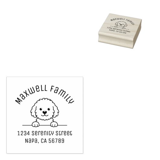 Poodle Mix Dog Doodle Pet Family Arch Address Rubberstempel (Gestempeld)