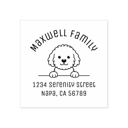 Poodle Mix Dog Doodle Pet Family Arch Address Rubberstempel (Afrduk)