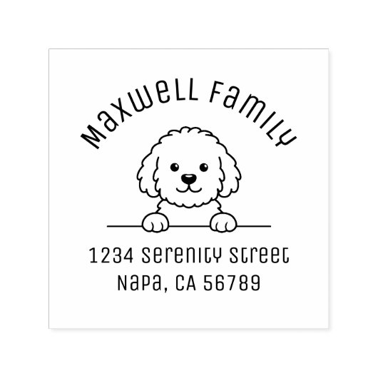Poodle Mix Dog Doodle Pet Family Arch Address Zelfinktende Stempel (Design)