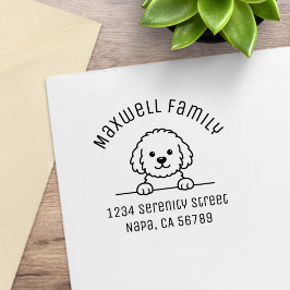 Poodle Mix Hond Doodle Huisdier Familie Adres Rubberstempel