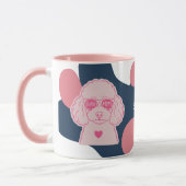 Poodle Moeder Mok | Aangepaste Naam Roze Hond Zonn (Links)