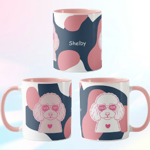 Poodle Moeder Mok Aangepaste Naam Roze Hond Zonn