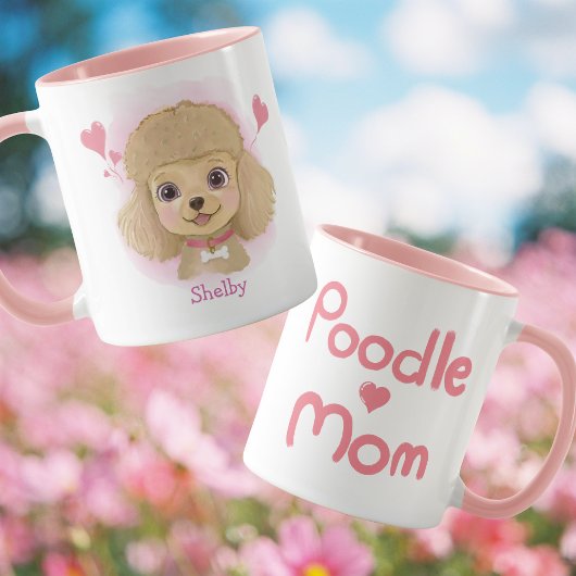 Poodle Moeder Watercolor Mok met Aangepaste Naam