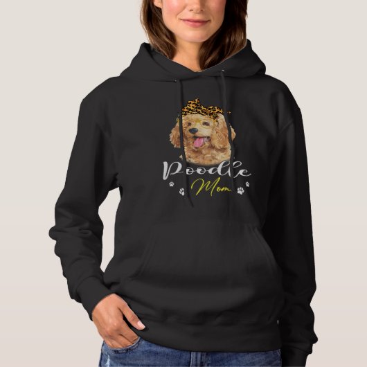 Poodle Mom Leopard Print Dog Hoodie (Voorkant)
