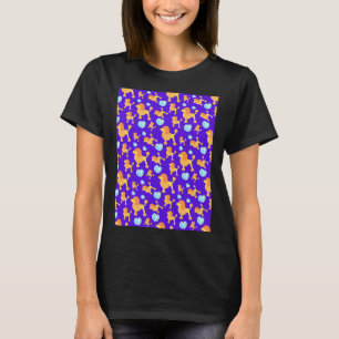Poodle naadloos patroon met blauw briljant hart t-shirt