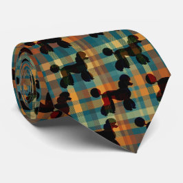 Poodle on Plaid Necktie Stropdas