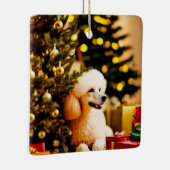 Poodle onder kerstboom keramisch ornament (Rechts)