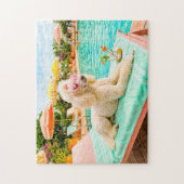 Poodle op lounge stoel legpuzzel (Verticaal)