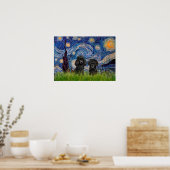 Poodle Paar (zwart) - Sterrennacht Poster (Keuken)