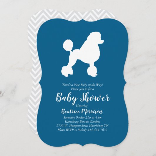 Poodle Party Baby shower Frans Kaart (Voorkant / Achterkant)