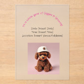 Poodle Party Pup Acryl Uitnodigingen (Voorkant)