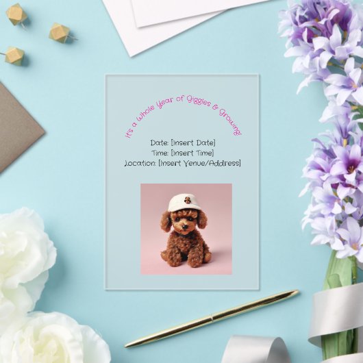 Poodle Party Pup Acryl Uitnodigingen (Insitu (Huwelijk))