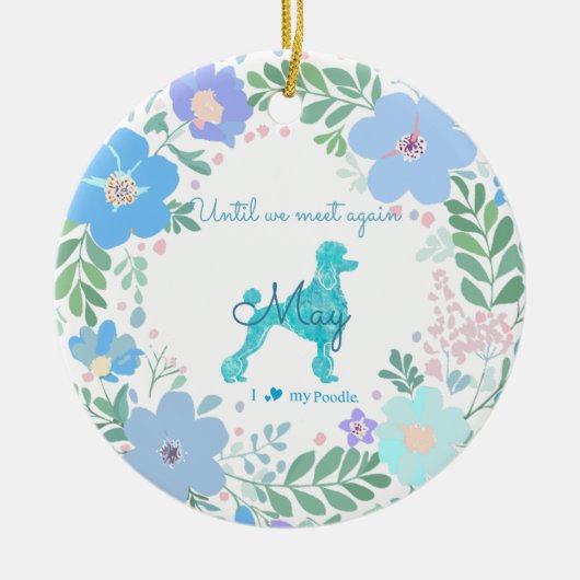 Poodle Pastel Blue Wreath Custom Photo Memorial Keramisch Ornament (Voorkant)