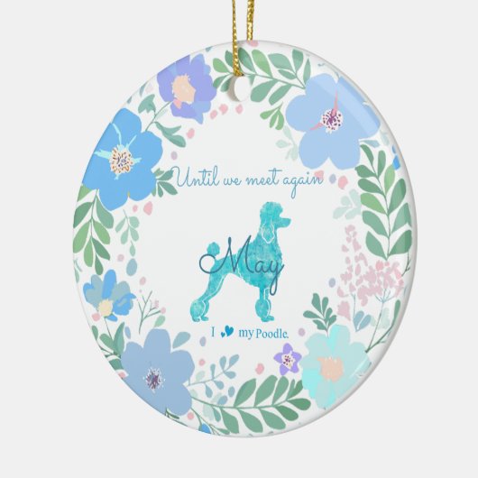 Poodle Pastel Blue Wreath Custom Photo Memorial Keramisch Ornament (Links)