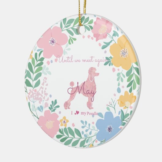 Poodle Pastel Pink Custom Photo & Name Memorial  Keramisch Ornament (Links)