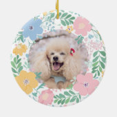 Poodle Pastel Pink Custom Photo & Name Memorial  Keramisch Ornament (Achterkant)